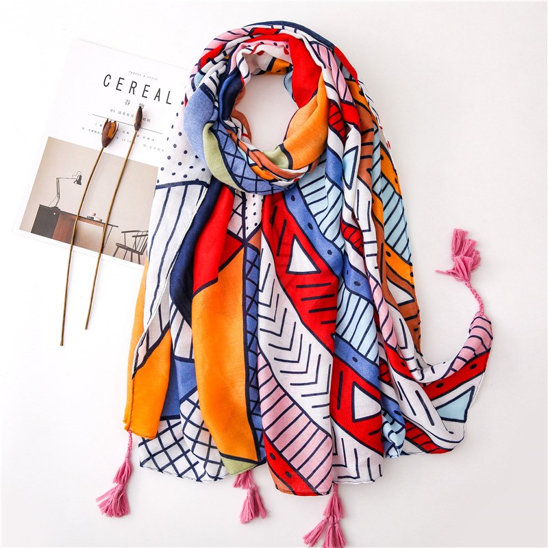 Bohemian Geometric Pattern Scarf - Ethnic Hippie Prints