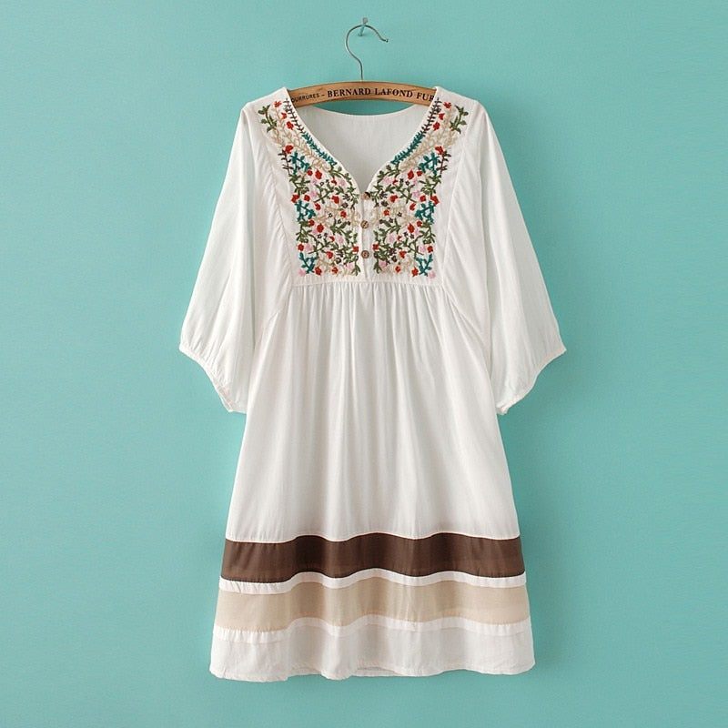 Embroidered Cotton Summer Dress