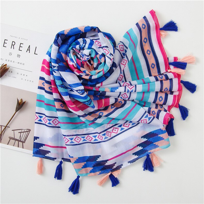 Bohemian Geometric Pattern Scarf - Ethnic Hippie Prints