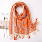 Bohemian Orange  Floral Print Scarves - Spring Hippie Style 